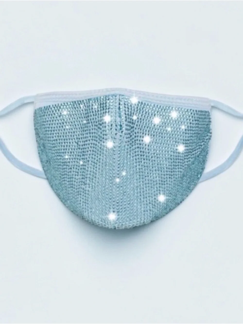 Light Blue Rhinestone Face Mask NWT Sealed Crystal Glam Sparkle Reusable Mask